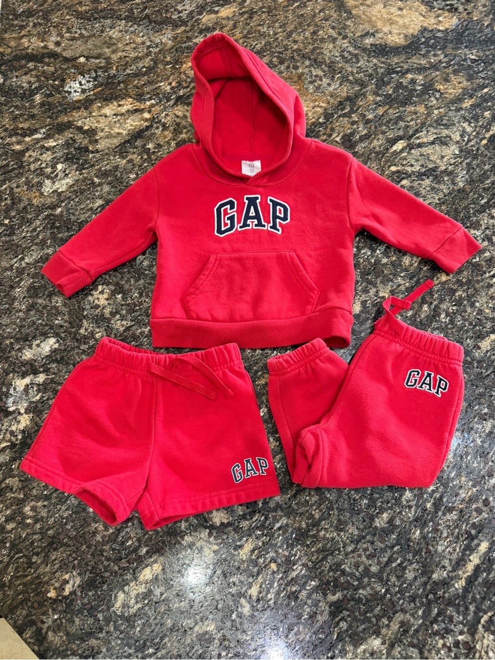 Baby Gap 3-Piece Red Hoodie, Shorts, and Joggers Set